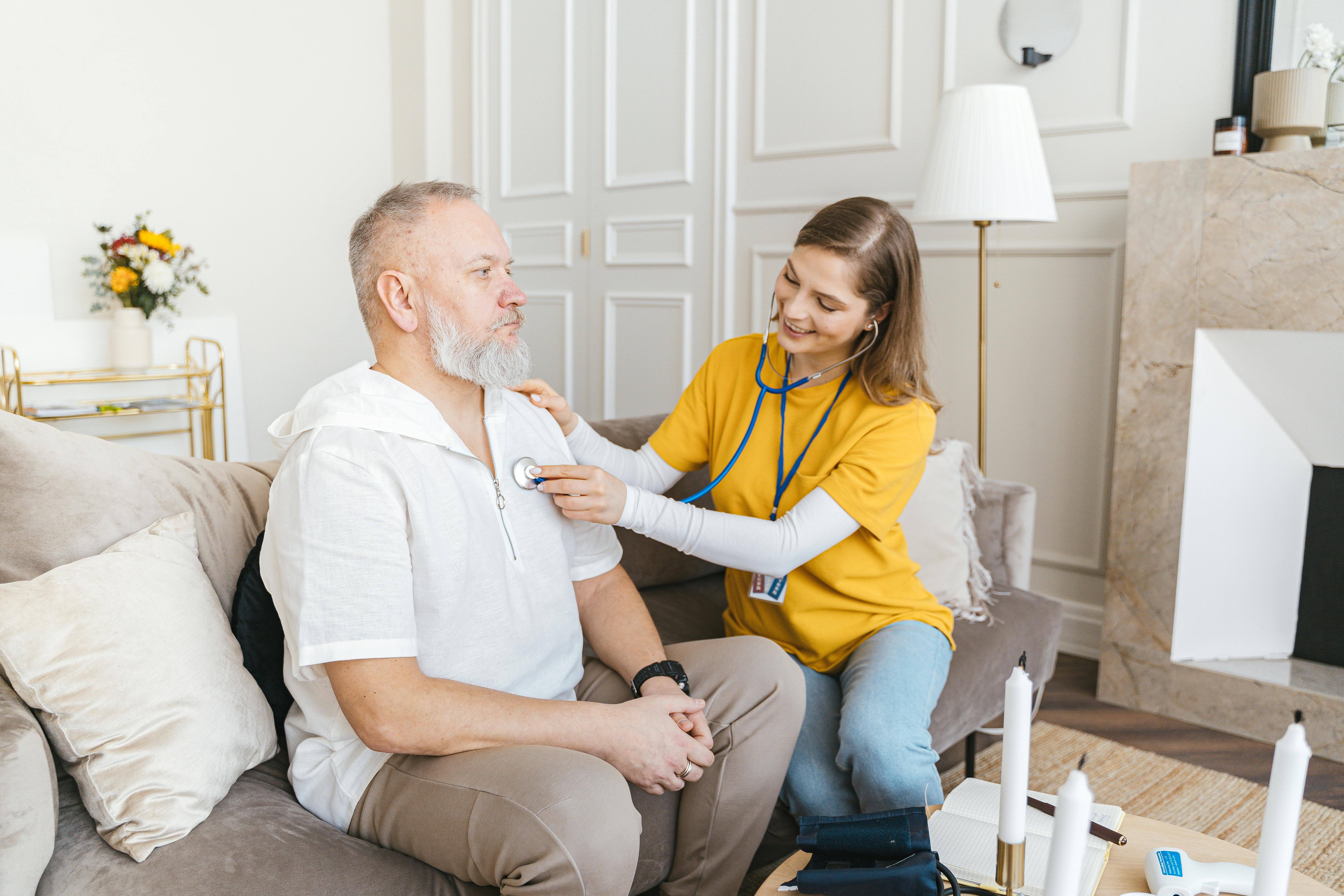 Healthcare professional with patients